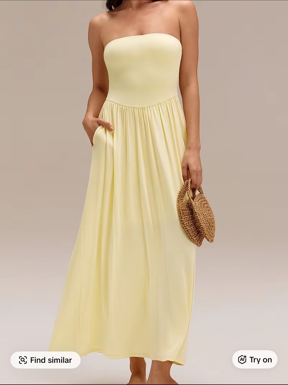 Sunlit Strapless Maxi Dress in Pale Yellow